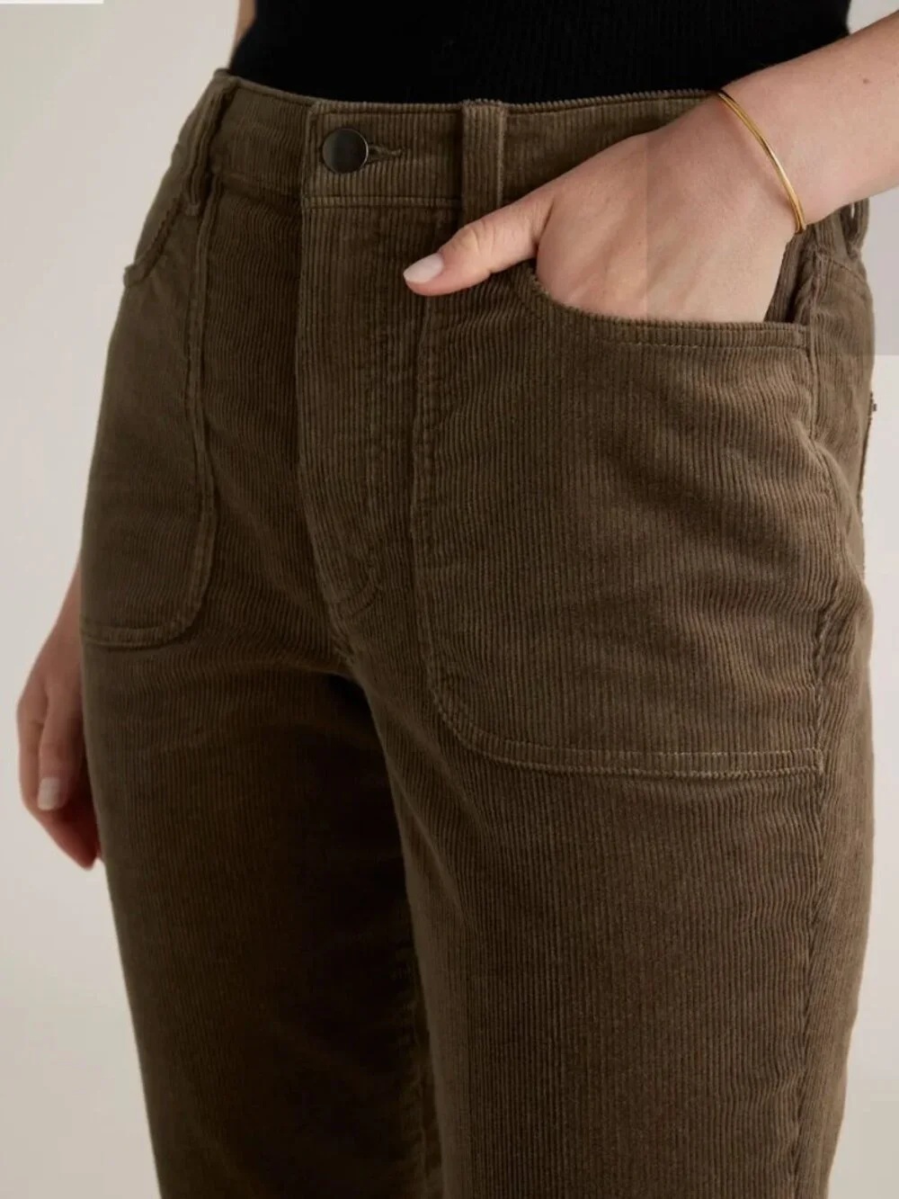 Quince cordurory pants 10 seaweed green Organic Stretch Corduroy Flare Pants - Picture 2 of 3